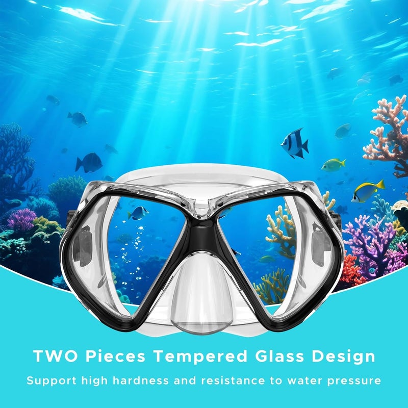 Jwintee 2 Pack Snorkeling Gear for Adults, Dry Snorkel, Mask Set Adult, Diving Scuba Mask, Scuba Gear, Swimming Goggles with Nose Cover, Swim Freediving Tempered Glass Panoramic View Travel Packages - Image 2